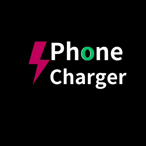 phone charger logo black bg